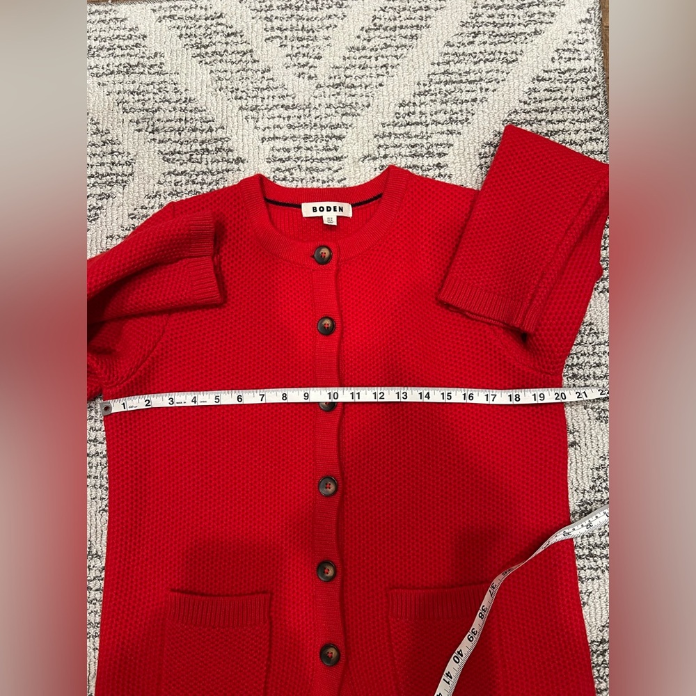 Boden Wool Blend Red Button Down Knit Preppy Card… - image 9